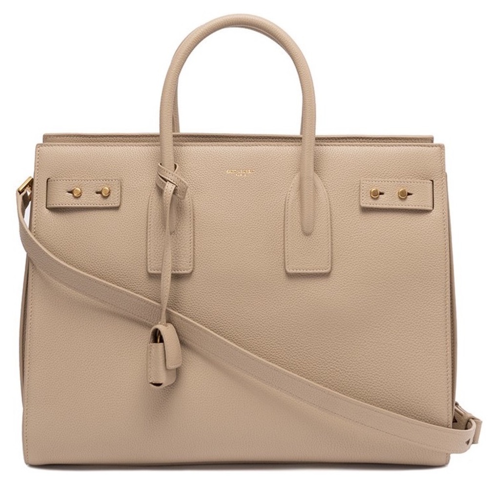 SAC DE JOUR SUPPLE MEDIUM IN GRAINED LEATHER - SEA SALT